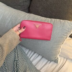Prada Pink Saffiano Leather Wallet